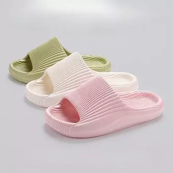 Летние женские полосатые тапочки для дома и ванной комнаты, мягкая и удобная подошва, противоскользящие и износостойкие тапочки 36-37 белый