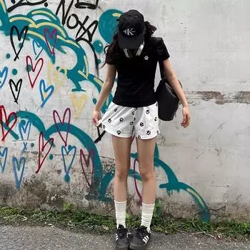 Летние женские повседневные брюки с изображением щенка большого размера, замедляющие старение, спортивные шорты для йоги для женщин S белый