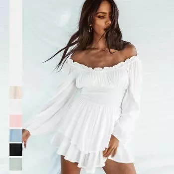 Летние женские повседневные брюки с плиссированным воротником и длинными рукавами, оборками S белый