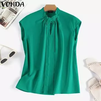 Летние женские повседневные майки VONDA с рюшами и подолом