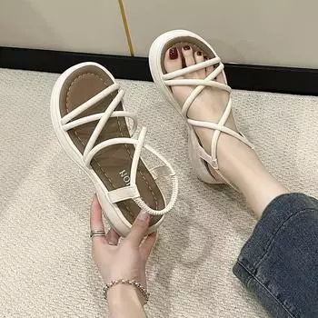 Летние женские повседневные сандалии с толстой подошвой 35 чёрный