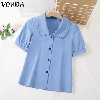 Летние женские повседневные топы с короткими рукавами VONDA, рубашки