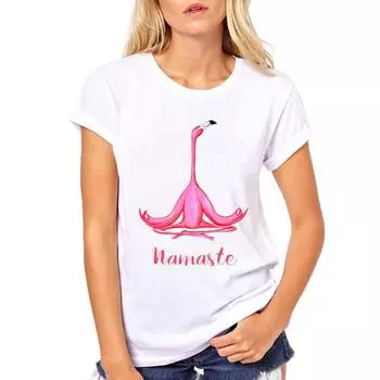 Летние женские рубашки ST Фламинго Tumblr мультфильм Harajuku верхняя женская одежда футболка Femme 3XL белый