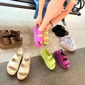 Летние женские сандалии 2024, женские повседневные тапочки в романском стиле с пряжкой и ремешком, женская повседневная обувь на толстой подошве 35