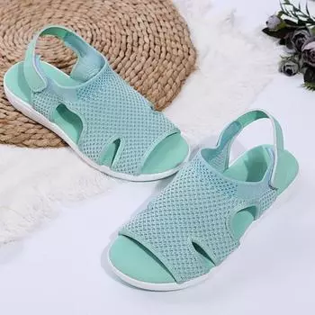 Летние женские сандалии большого размера на плоской подошве, повседневная обувь на дышащей сетчатой платформе, модные женские пляжные сандалии Sandalias De Las Mujer 35 светло-синий