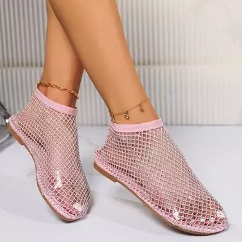 Летние женские сандалии большого размера с круглым носком и плоской подошвой, короткие полые сапоги, сексуальные модные банкетные тапочки с ромбовидным узором и плоской подошвой 38 золотой