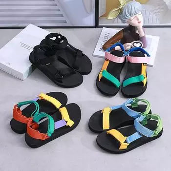 Летние женские сандалии для походов на плоской подошве 2024 года - повседневная пляжная обувь с мягкой подошвой 37 чёрный