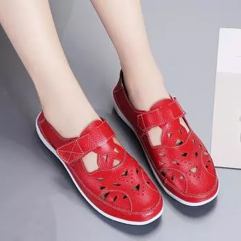 Летние женские сандалии Essentials Red Mary Jane Beach Flat Shoes Closed Toe Casual Soft Walking Sandals for Girl Plus Size EU:35 чёрный