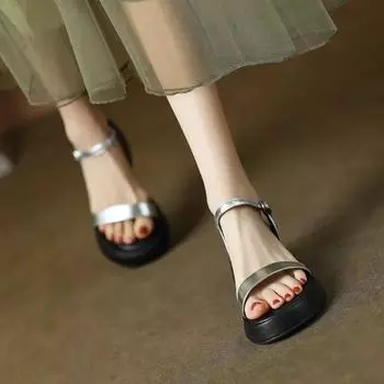 Летние женские сандалии-гладиаторы на платформе, модные элегантные повседневные туфли на мягкой подошве, женские удобные пляжные сандалии на толстой подошве 35