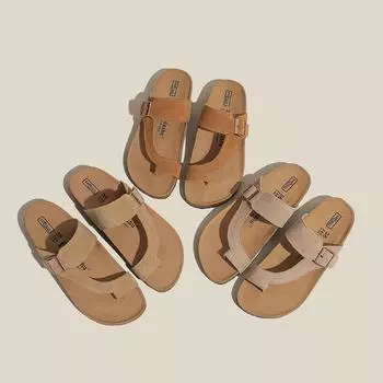 Летние женские сандалии из пробки, шлепанцы из коровьей замши, пробковые тапочки, пляжные шлепанцы, женская обувь в стиле ретро в римском стиле 36 коричневый