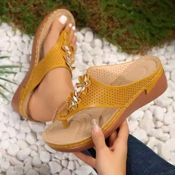 Летние женские сандалии, модные повседневные тапочки на танкетке из пеньки, уличная пляжная женская обувь на толстой подошве с открытым носком 36 чёрный