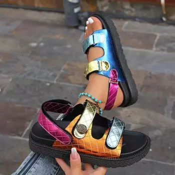 Летние женские сандалии на платформе, повседневные, модные, удобные, повседневные, женские, трендовые, высококачественные, пляжные туфли для женщин 36 зелёный