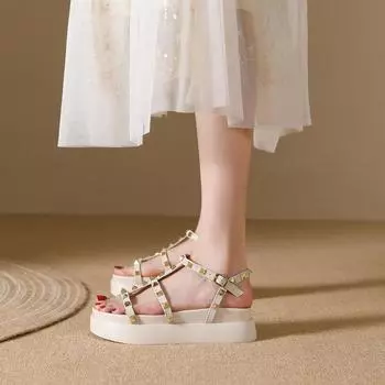 Летние женские сандалии на толстой подошве с губчатым ремешком 34 чёрный