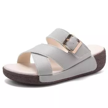 Летние женские сандалии, сандалии на танкетке на молнии, сандалии больших размеров, женская обувь на плоской подошве, сандалии, женские римские сандалии, Zapatos De Mujer 35 бежевый