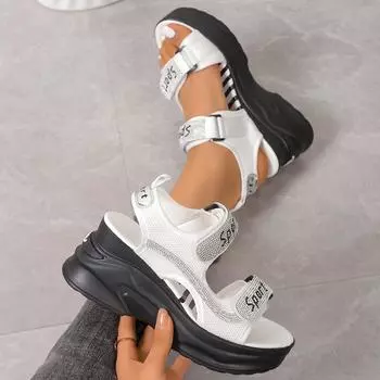 Летние женские сандалии Сексуальные римские женские повседневные Новые туфли для ходьбы Удобные уличные Противоскользящие сандалии на платформе Сандалии женские 35