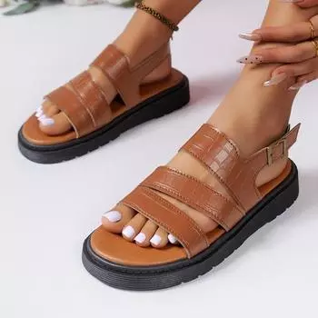 Летние женские сандалии свободного покроя в британском стиле с выемками 36 чёрный