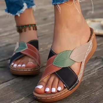 Летние женские сандалии туфли женская обувь для вечеринок шлепанцы сандалии женские босоножки на танкетке женская нескользящая обувь женские тапочки женские 35 красный