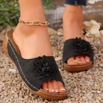 Летние женские сандалии туфли женская обувь для вечеринок женская обувь без застежек женская обувь на танкетке дышащая обувь женская тапочки 36