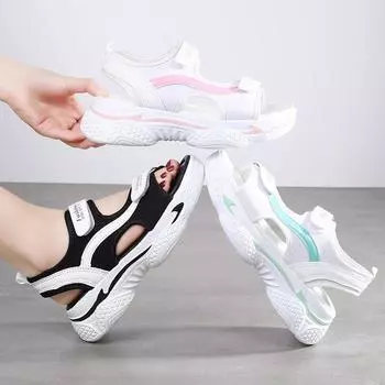 Летние женские сандалии Ультралегкие повседневные спортивные пляжные туфли Женская обувь Сандалии для девочек 35 чёрный/белый