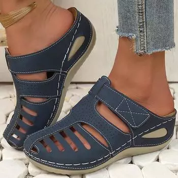 Летние женские сандалии, уличная прогулочная обувь, шлепанцы, женская обувь на танкетке, женские тапочки, женская летняя обувь 36