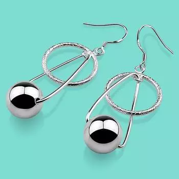 Летние женские серьги из натурального серебра 925 пробы, геометрические преувеличенные серьги-подвески с шариками, женские очаровательные ювелирные изделия с подарочной коробкой