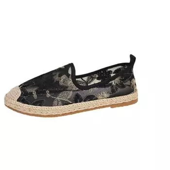 Летние женские сетчатые кружевные дышащие туфли-лодочки для рыбалки с пайетками 36 чёрный