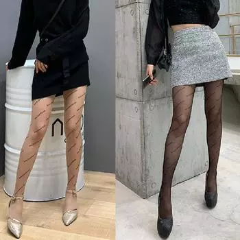 Летние женские сексуальные чулки, колготки с буквенным принтом, носки, чулки, прозрачные колготки, дикие тонкие носки чёрный