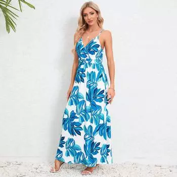 Летние женские сексуальные узкие платья с открытой спиной, длинные платья S темно-синий