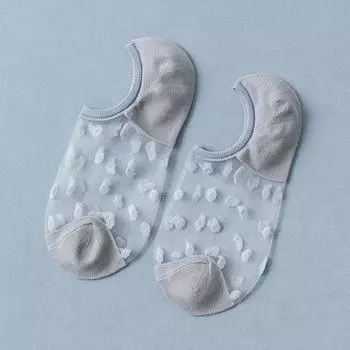 Летние женские шелковые носки до щиколотки с кружевом, ультратонкие, прозрачные из стекловолокна, модные носки в горошек, милый стиль Харадзюку, новые One Size