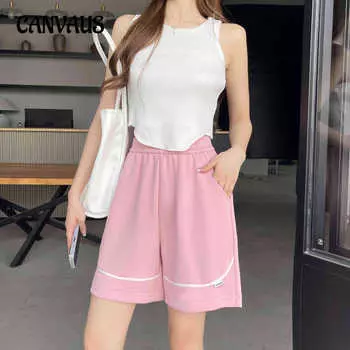 Летние женские широкие шорты, свободные повседневные брюки M чёрный