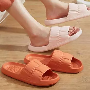 Летние женские шлепанцы, домашние и уличные тапочки, нескользящие домашние пляжные сандалии на толстой платформе 44-45 белый