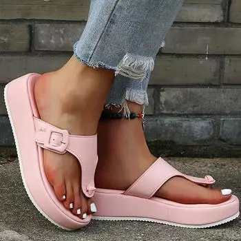 Летние женские шлепанцы Модные туфли на танкетке и платформе Ретро Рим Открытый пляжные шлепанцы с открытым носком Chanclas Mujer Playa 35 красный