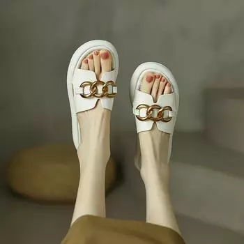 Летние женские шлепанцы, сандалии на платформе из спилка, туфли на толстом каблуке, женские повседневные сандалии с узкими ремешками, лаконичные женские шлепанцы 34 абрикосовый