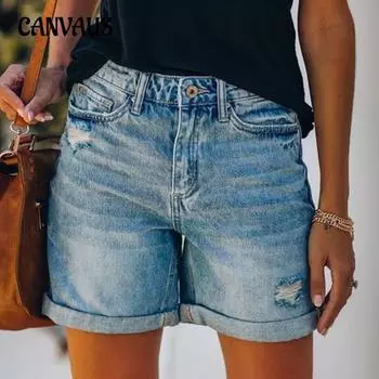 Летние женские шорты, модные уличные хипстерские прямые брюки, женские джинсовые шорты S