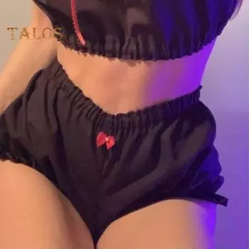 Летние женские шорты с гофрировкой, эластичная высокая талия, клетчатый принт, декор с бантом, приталенные, ультра короткая домашняя одежда, пляжные женские шорты для отдыха, шорты для сна M светло-желтого