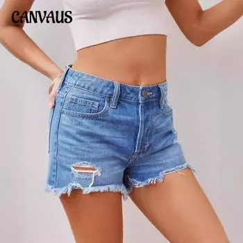 Летние женские шорты с рваной бахромой Женские джинсовые шорты S джинсовый синий