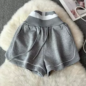 Летние женские шорты с высокой талией и завязками, модные широкие брюки для девочек Y2k с карманом