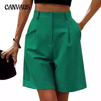 Летние женские шорты с высокой талией, свободные, тонкие, прямые, повседневные брюки, дышащие, широкие, брюки Five-minute S чёрный