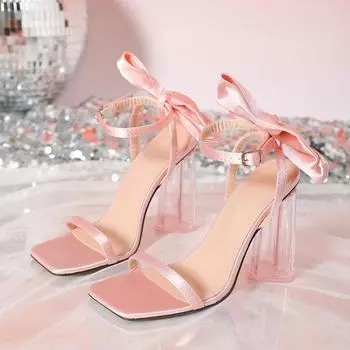 Летние женские свадебные туфли для невест на очень высоком каблуке с бабочкой-узлом розовые туфли для вечеринок сексуальные женские сандалии 36