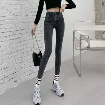 Летние женские свободные эластичные брюки с высокой талией больших размеров, узкие универсальные прямые брюки для похудения 25 чёрный