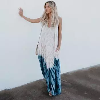 Летние женские свободные длинные платья с бретельками на бретельках с цифровым принтом S красный