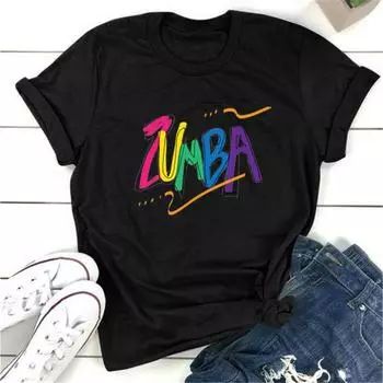 Летние женские свободные повседневные футболки с круглым вырезом и короткими рукавами из чистого хлопка с принтом Zunba S бордовый