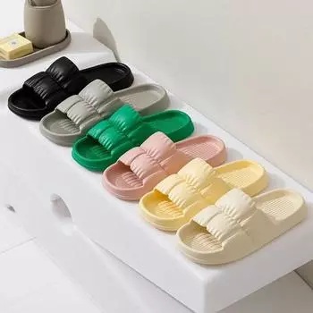 Летние женские тапочки 2024 года, нескользящие домашние шлепанцы для ванной, женские удобные повседневные сандалии с мягкой подошвой, женские шлепанцы 36-37 чёрный