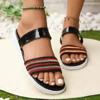 Летние женские тапочки для улицы, легкие, прохладные, женские плоские нескользящие базовые домашние сандалии для помещения 36