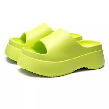 Летние женские тапочки EVA на толстой подошве 2024 года, нескользящие сандалии на высоком каблуке для женщин, домашние тапочки на платформе 40-41(foot24.5-25cm) белый