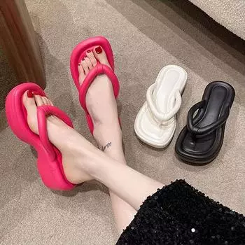 Летние женские тапочки из материала ЭВА, на толстой, мягкой подошве, противоскользящие, износостойкие, удобные и мягкие пляжные тапочки 35-36 белый