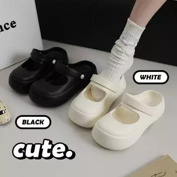 Летние женские тапочки Мэри Джейн Верхняя одежда на толстой подошве для дома ЭВА Пляжные женские тапочки Баотоу 36-37 чёрный