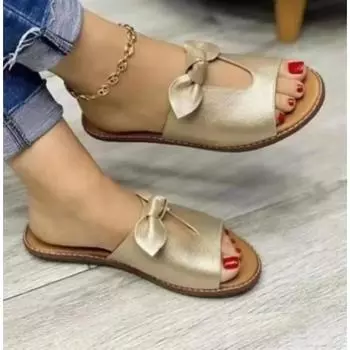 Летние женские тапочки, милые повседневные сандалии на плоской подошве с узлом-бабочкой, однотонные пляжные сандалии, Zapatillas Mujer Chaussure Femme 38