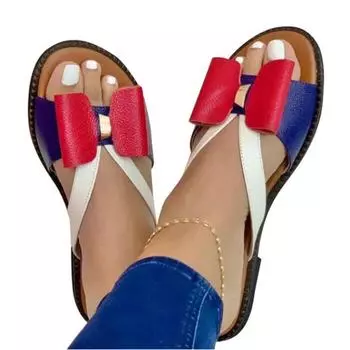 Летние женские тапочки, милые повседневные сандалии с узлом-бабочкой, женские шлепанцы на плоской подошве, женская обувь без шнуровки 35 красный