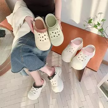 Летние женские тапочки на открытом воздухе, модные, увеличивающие рост, для девочек, дышащие, для медсестер, женские сандалии, туфли-сабо на платформе 35-36